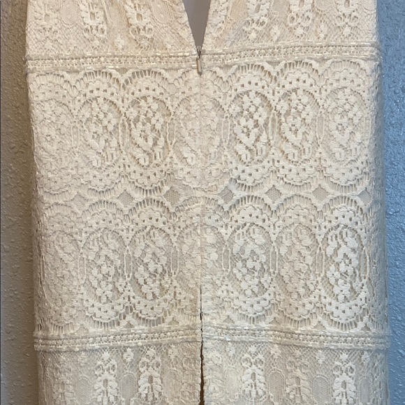 Tootsies Cream Lace & Beaded Sheath Dress with Spaghetti Straps and  Slit - Picture 6 of 9